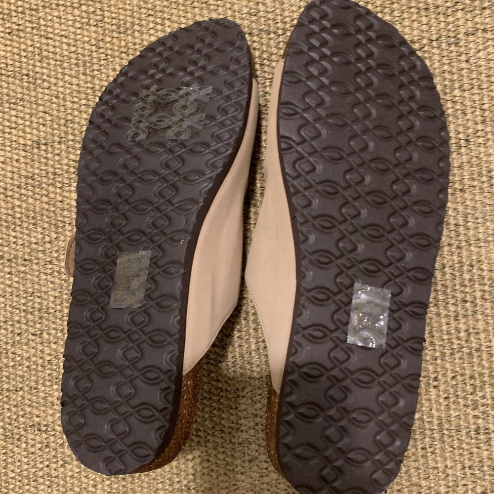 Buckle Platform Cork Sole Slide Sandals Nude Beige - Picture 5 of 5